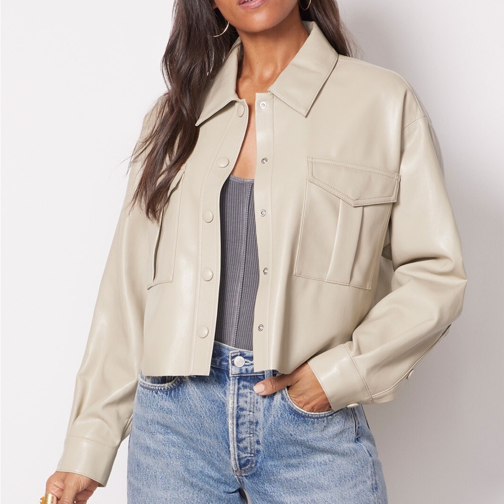 NWT AGOLDE Vegan Leather Nyx Shirt in Toast